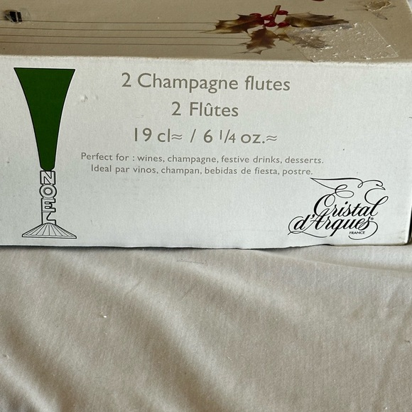 CRISTAL D’ARQUES 2CHAMPAGNE FLUTES NOEL FESTIVE CHRISTMAS - Picture 11 of 16